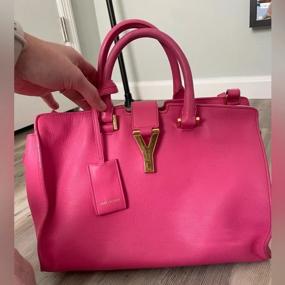 YSL Saint Laurent Classic Y Cabas Fuchsia Leather Satchel - Picture 6 of 16